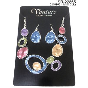 Set necklace + earrings, multi colour