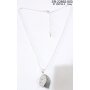Necklace with pendant 42 + 5 cm, grey + crystal