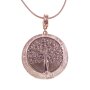 Necklace with tree pendant 42 + 5 cm, rose gold/coffee brown