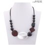 Necklace with black beads + sandy silver pendant