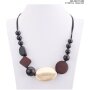 Necklace with black beads + sandy gold pendant