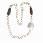 Necklace sandy gold with oval, sandy silver pendant