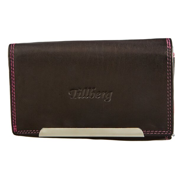 LTillberg ladies wallet made from real nappa leather black+pink