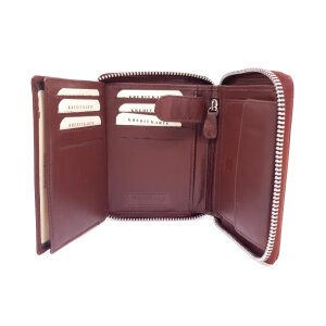 Tillberg wallet made from real nappa leather with all around zipper reddish brown