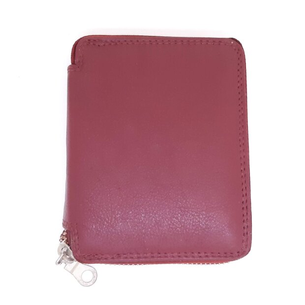 Tillberg wallet made from real nappa leather with all around zipper wine red