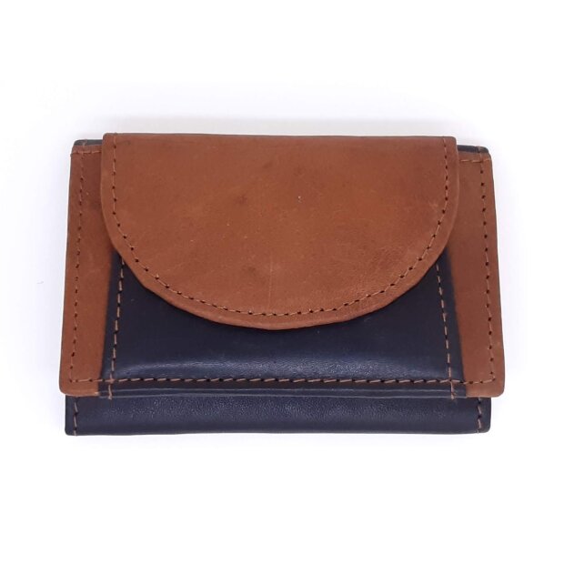 Tillberg wallet made from real leather 6,5 cm x 9 cm x 1,5 cm black+cognac