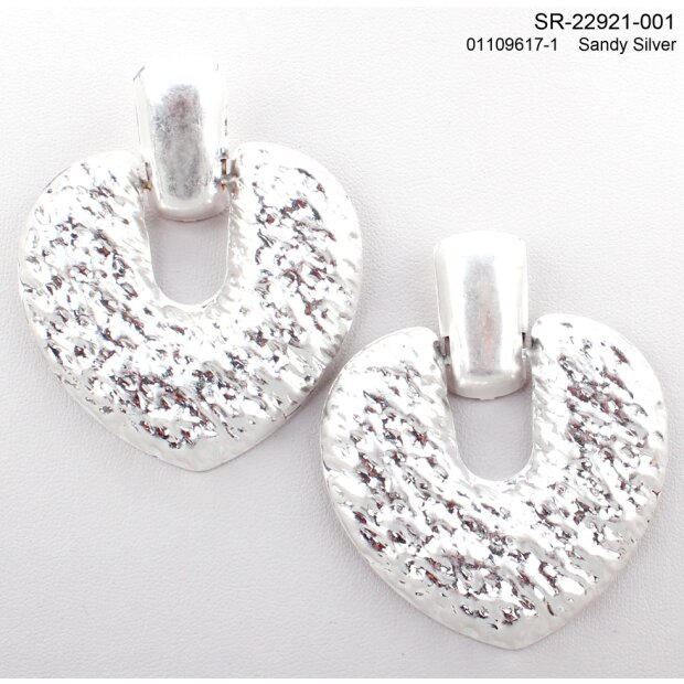 Earrings, sandy silver