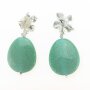Earrings with green gemstonel, sandy silver