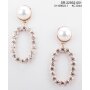 Earrings with pearl and rhinestones, gold