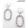 Earrings with pearl and rhinestones, rhodium