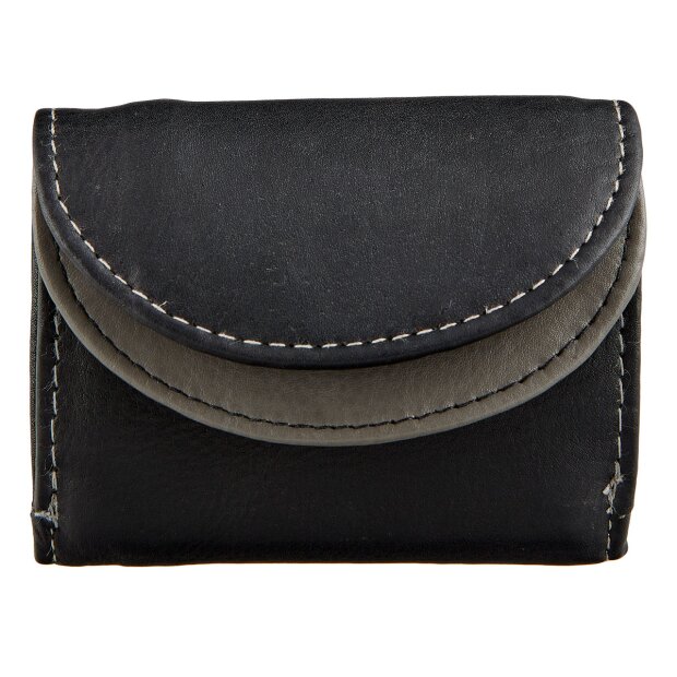 Small wallet made from real nappa leather black+grey