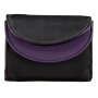 Small wallet made from real nappa leather black+purple