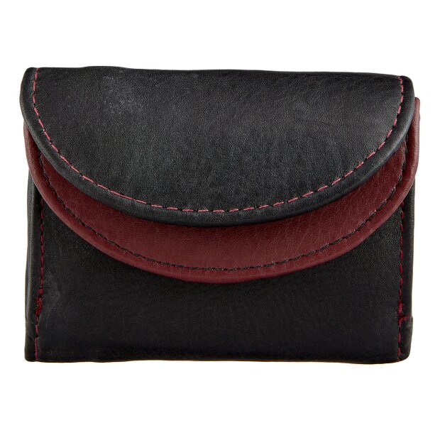 Small wallet made from real nappa leather black+wine red