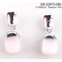 Earrings, rhodium + pendant with pink gemstone