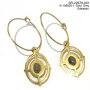 Stainless steel earrings + pendant with grey gemstone, gold