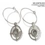 Stainless steel earrings + pendant with grey gemstone,...