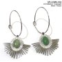 Stainless steel earrings with pendant with green gemstone silver