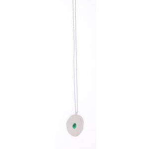 Stainless steel necklace with pendant with green gemstone