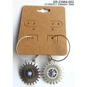Stainless steel earrings with blue gemstone