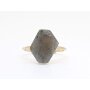 Open Ring, stainless steel, gold with grey gemstone