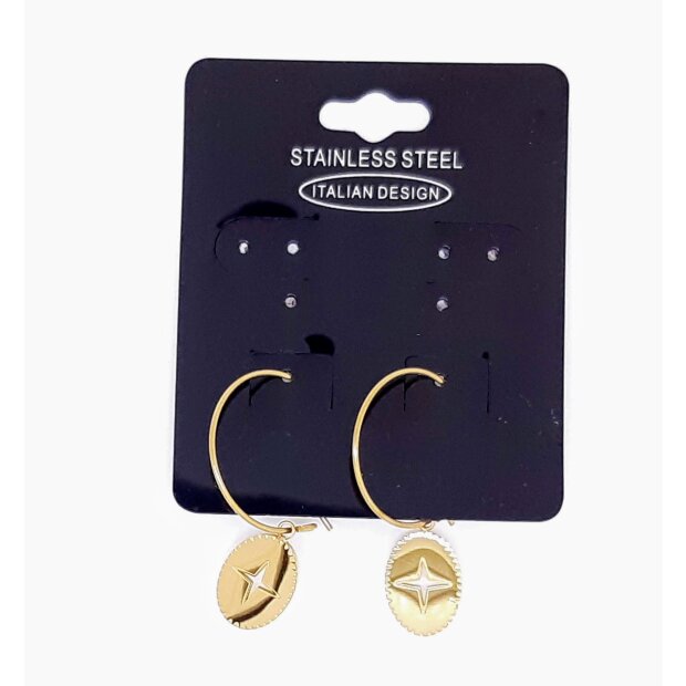 Earrings, stainless steel, gold