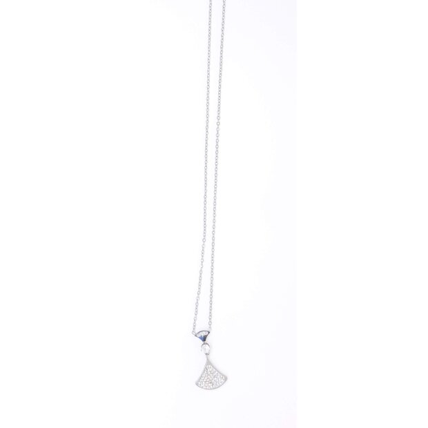 Stainless steel necklace with pendant with rhinestones silver