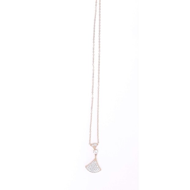 Stainless steel necklace with pendant with rhinestones rose gold