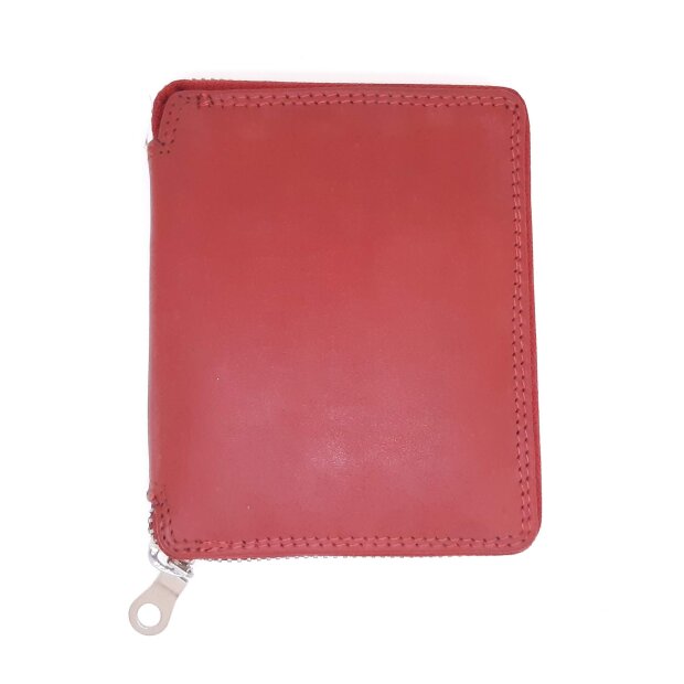 Tillberg wallet made from real nappa leather with all around zipper red