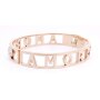Stainless steel bangle with lettering AMORE with crystal stones rose gold