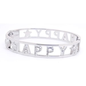 Stainless steel bracelet with lettering HAPPY with...
