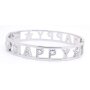 Stainless steel bracelet with lettering HAPPY with crystal stones silver