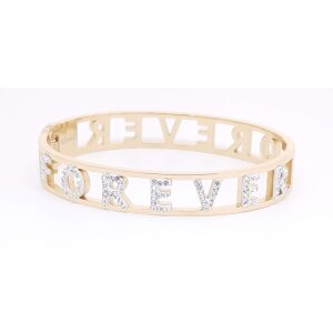 Stainless steel bangle with lettering FOREVER with...