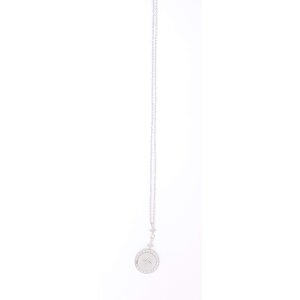 Stainless steel necklace with round pendant with crystal...