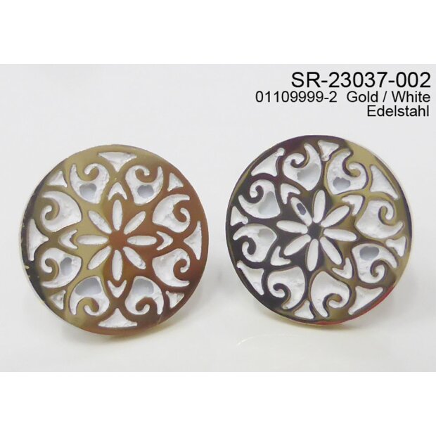 Round stud earrings made from stainless steel, gold