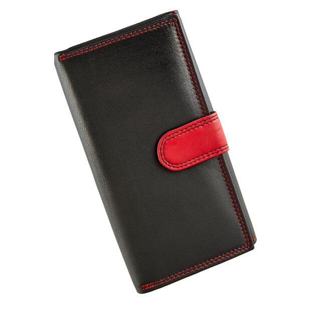 Tillberg ladies wallet made from real nappa leather 9,5 cm x 17,5 cm x 3,5 cm black+red