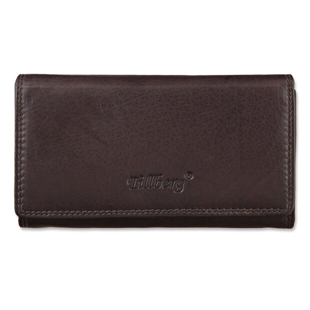 High quality and robust ladies wallet made from real leather 10x17x3 cm dark brown