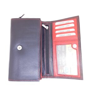 Tillberg ladies wallet made from real leather 10 cm x 17 cm x 4 cm black+red