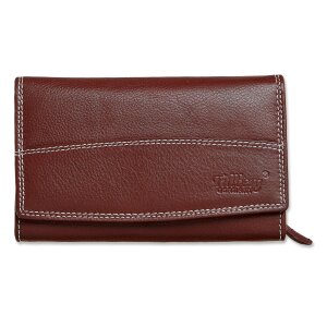 Tillberg ladies wallet made from real nappa leather 9,5x17x2,5 cm reddish brown