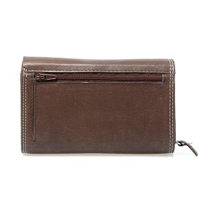 Tillberg ladies wallet made from real leather 9 cmx15cmx3,5cm dark brown+white