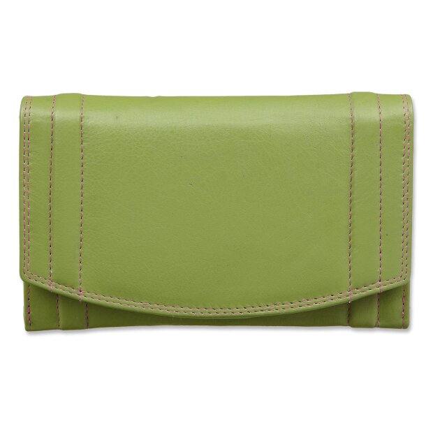 Tillberg ladies wallet made from real nappa leather 10,5x17x3 cm pastel green+pink