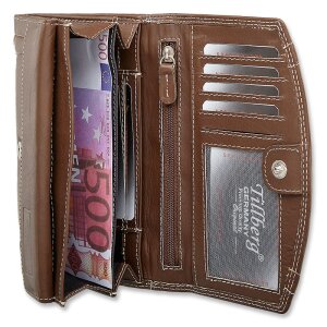 Tillberg ladies wallet made from real nappa leather 10,5x17x3 cm brown