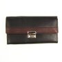 Leather waiters wallet with 5 cash boxes, with chain, nappa leather black+reddish brown