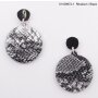 Earrings with round pendant, black/rhodium
