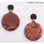 Earrings with round pendant, brown/gold