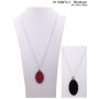 long necklace with oval pendant, rhodium/red/black