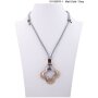 long necklace with adjustable knot + pendant, matt gold/grey