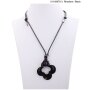 long necklace with adjustable knot + pendant, rhodium/black