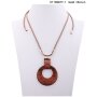 long necklace with round pendant, gold/brown