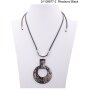 long necklace with round pendant, rhodium/black