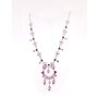 Silver necklace with pendant with pink rhinestones